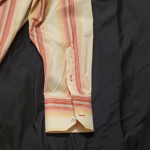 Roar Men's Shirt Y2K - Cream and Red Stripes - Picture 5 of 6